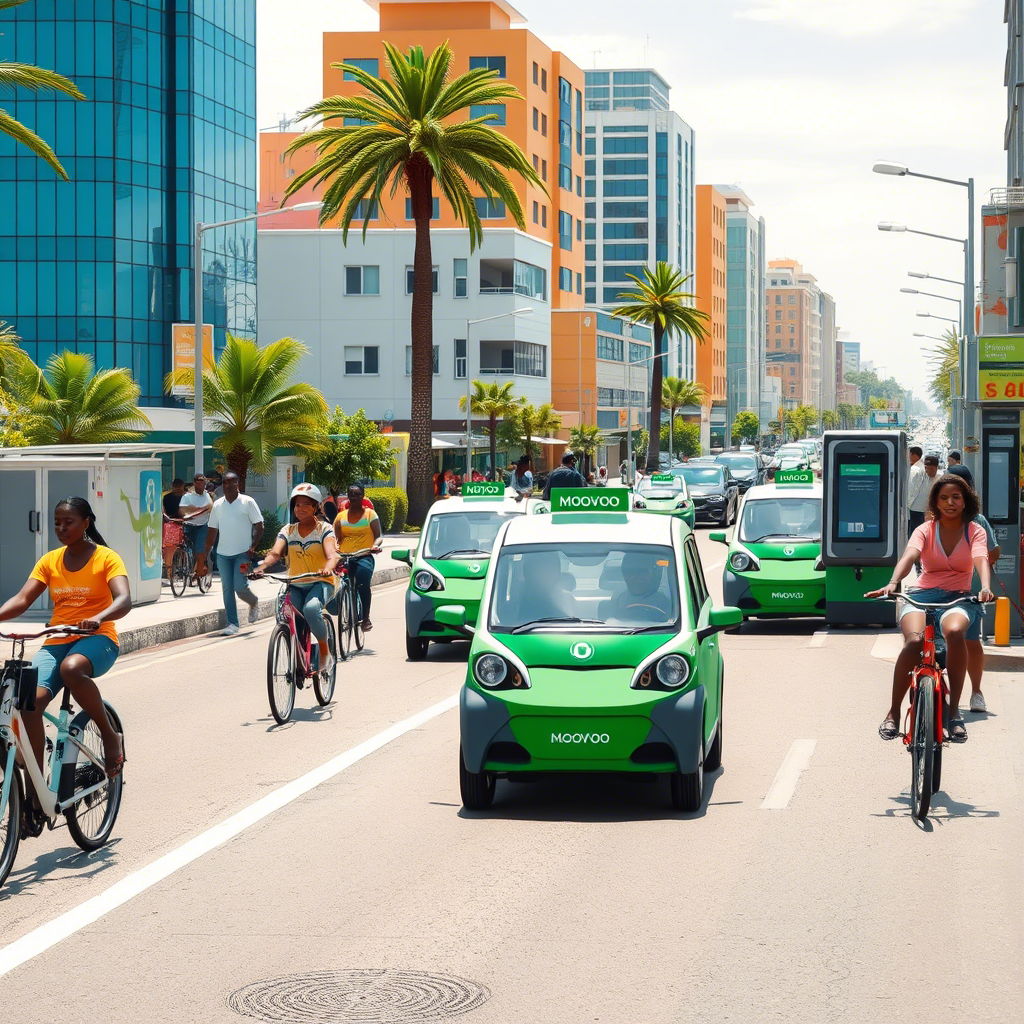 Lineup of MooVoo electric vehicles including cars and e-tricycles.